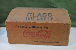 case of 12-8 oz Coke glasses, NOS, marks on glasses, circa 1940