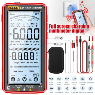 Rechargeable Digital Smart Multimeter 6000 Counts AC/DC Ammeter Voltage Tester - image 1 of 4