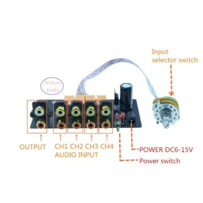 4 IN 1 OUT RCA input Source Selector Signal 4 ways Audio Switcher Rotary switch - Image 1 of 4