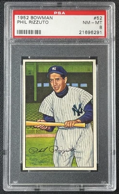 PHIL RIZZUTO PSA 8 1952 BOWMAN BASEBALL #52 YANKEES 6291 - Imagem 1 de 2