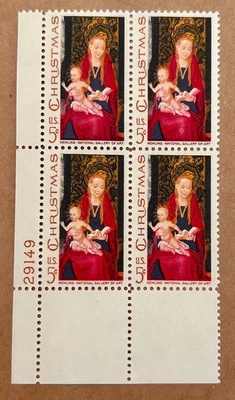 Scott #1336 Madonna & Child, 1967 US 5c Stamp Block, mnh, og vf - Image 1 of 2