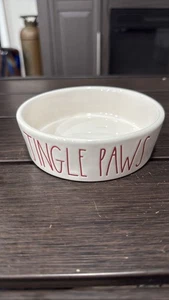Rae Dunn "Jingle Paws" Pet Bowl Dog Cat Food Water Dish Ceramic White Red - Picture 1 of 4