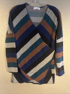 Ces Femme Sz L Grande Long Sleeve Pullover Top Womans Color block 11-6 - Picture 1 of 11