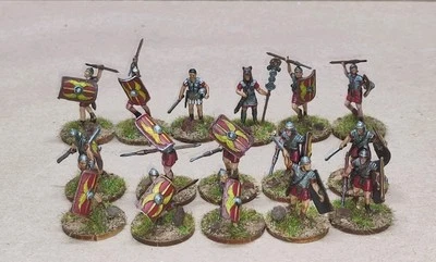 Soldatini Esci Romani 2^ Legione 1/72 Plastic Painted Rafael 16 Pcs Metal Bases - Immagine 1 di 4
