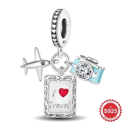 S925 Sterling Silver Airplane Charm Beads Fit for Bracelets DIY Jewelry Womens - Image 1 of 4