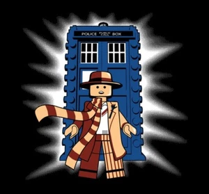 Divertida Lego Legos Arte como Doctor Who con Tardis Sátira Parodia RASGADA Damas Camisa NUEVA - Imagen 1 de 2