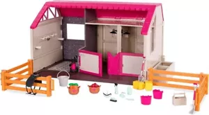 LORI Pferdestall Stall Spielzeug Spielset Arbeitsbeleuchtung Waschplatz + Pferdezubehör - Bild 1 von 10