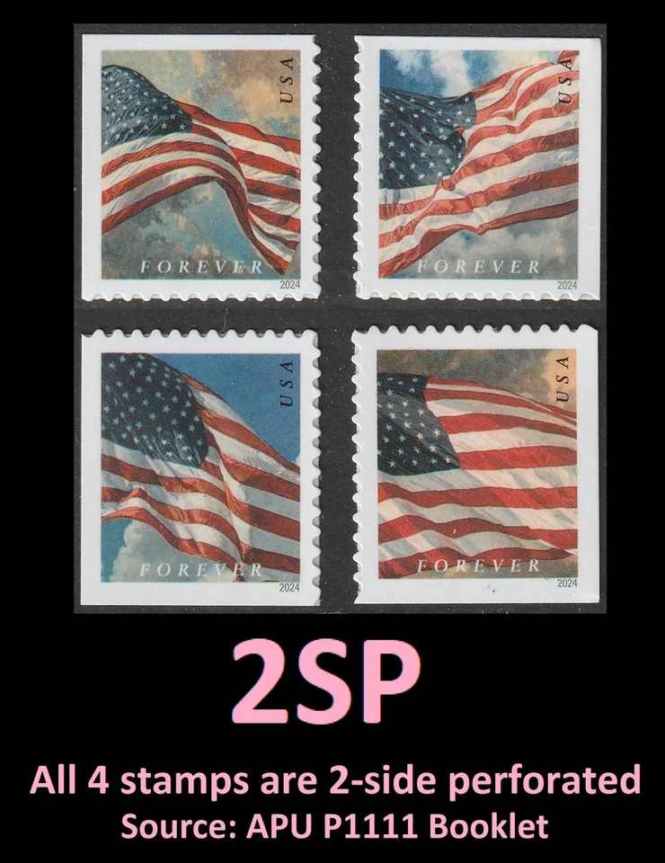 US 5883-5586 Flag F single set 4 2SP (from APU booklet) MNH 2024 - Image 1 of 1