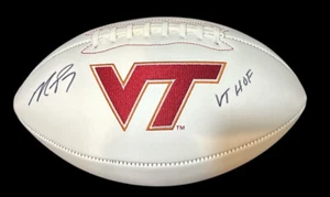 Michael Vick Signed Virginia Tech Hokies Logo Football Inscribed VT HOF (JSA) - Picture 1 of 3