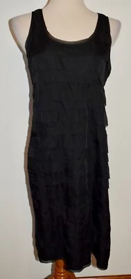 New York and Company Dress Large Black Tiered Ruffle Sleeveless - Image 1 of 3