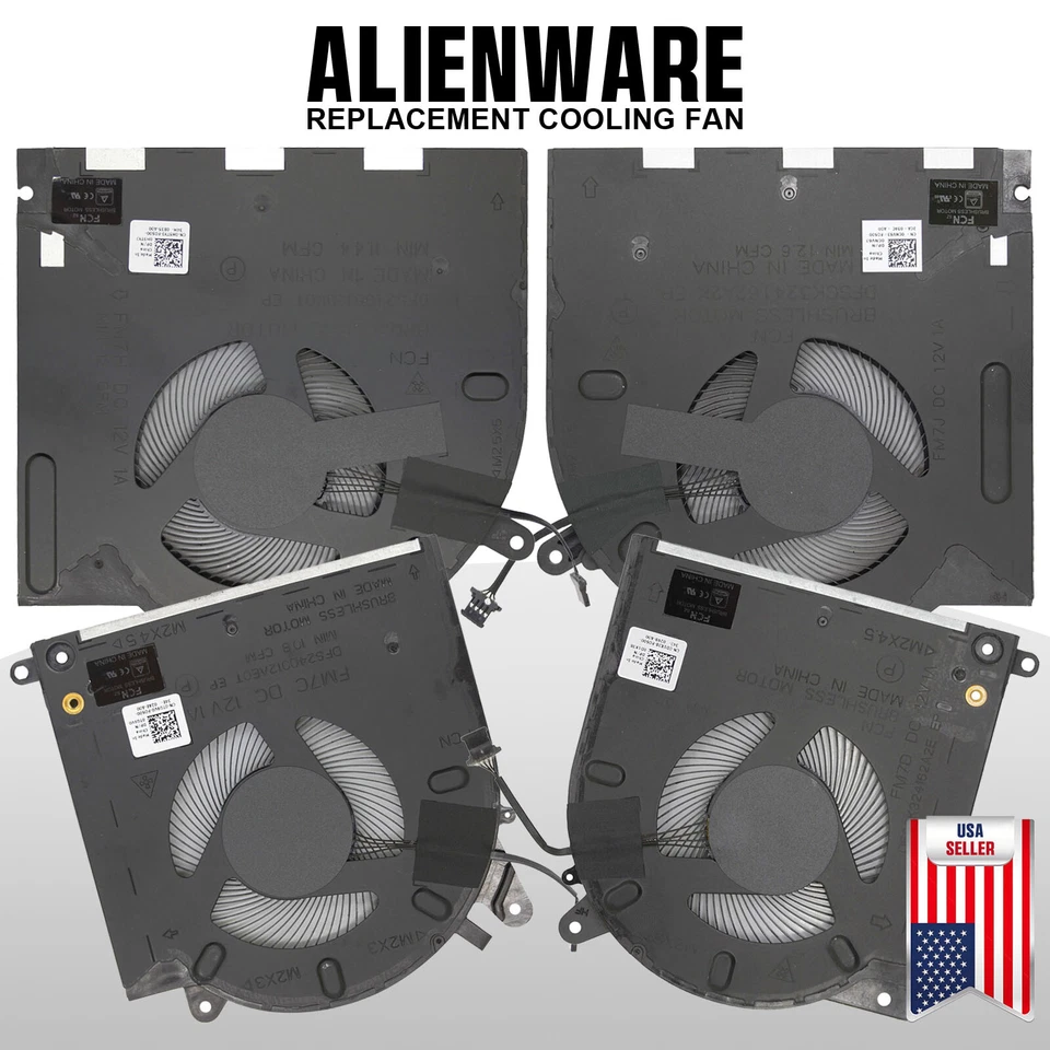 1 Pair OEM CPU + GPU Cooling Fan For DELL Alienware M15 M17 R3 R4 R5 R6 Laptop - Image 1 of 1