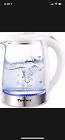 Glass Electric Tea-Kettle Hot Water Stainless Steel Fast Heating 2 Liter White 