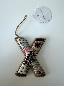Anthropologie Zardozi Monogram/Initial Beaded Christmas Tree Decoration. "X" - Picture 1 of 3