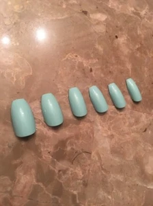 Set Of Painted Baby mint candy apple Short Coffin False Nails choose your shape. - Picture 1 of 2