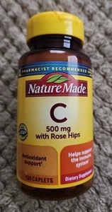 NATURE MADE Vitamin C with Rose Hips 500mg~~130 Caplets Exp. 7/2027 (SEALED) - Picture 1 of 5