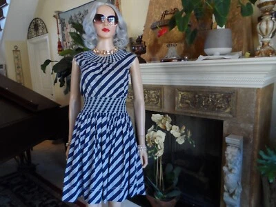 Prada Navy Blue/White Stripe Sheath Dress Size IT 38 - US 2 - Image 1 of 4