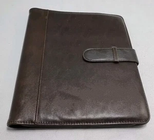 Plan Ahead Padfolio 10x12" Dark Brown Vegan Leather Pockets Office Career - Picture 1 of 12