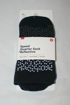 Calcetín Lululemon Speed Quarter *Reflectante Talla M/L 7.5-10 Negro 1/4 Longitud NUEVO Foto 1 de 4