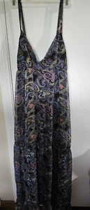 Derek Heart Lined Paisley Maxi Dress -Size Large- Spaghetti Straps, Keyhole Back - Picture 1 of 10