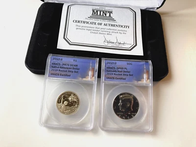 2019 Kennedy Rocket Ship Set Kennedy SP 69 PL and Native American Dollar PR 70 - Image 1 of 3