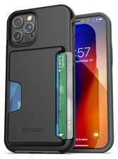 iPhone 12 Pro Max Wallet Case Cover with Card Holder Slot (3 Credit Cards) Black