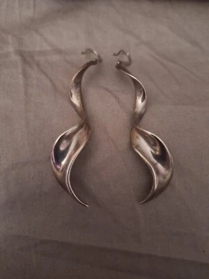 罕见正品蒂芙尼 古董老式银色耳环 — 第 1/4 张图片