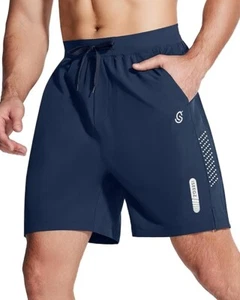 3XL - Men's Athletic 7 Inch Shorts Workout Lightweight Quick Dry Gym Shorts - Picture 1 of 7