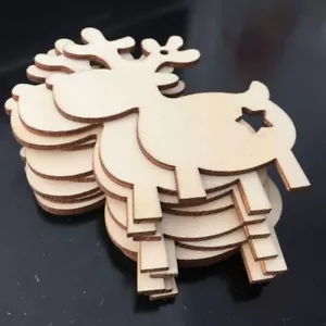Etichette regalo decorazione cervo di Natale festa albero in legno ornamenti artigianato fai da te 10 pz - Foto 1 di 31