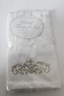 EUROPA FINE LINENS pack of 2 guest towels 12"x18" White Heirloom Embroidered New