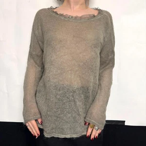 ChillNorway transparenter lockerer grüner Strickpullover mit Blumenstickerei - Bild 1 von 9