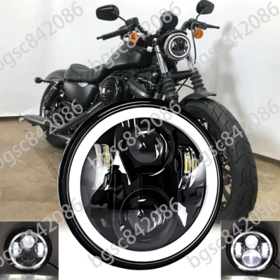 5 3/4 5.75 英寸 LED 车头灯投影仪光环 DRL 适用于哈雷戴维森铁 883 XL883N — 第 1/4 张图片