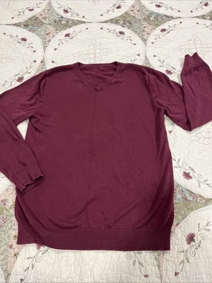 Boys Sweater Size 11-12 Years Large Maroon V-neck Cotton Long Sleeves Stretch - Image 1 of 4