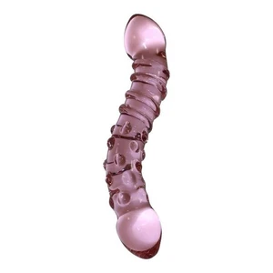Glasdildo Icicles No 55 Doppel Dildo pink 19cm Lust Erotik Massage Noppen Rillen - Bild 1 von 5