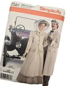 Simplicity 2581 Costume EDOARDIANO SPOLVERINO AUTO cappotto motivo cucito unisex XS-XL NON TAGLIATO - Foto 1 di 4