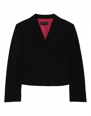 Chaqueta Blazer AUGUST SILK Mujer 4 Botones Reino Unido 14 Mediana Negra Seda CU14 Foto 1 de 4