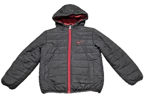 Nike Boys Puffer Jacket Coat Medium 6 Hooded Full Zip Quilted Sportswear Swish - Picture 1 of 12