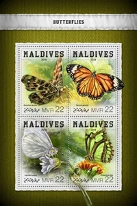 Maldivas - Mariposas 2018 en estampillas - Hoja de 4 estampillas - MLD18414a - Imagen 1 de 1