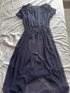 Women’s ASOS Navy Blue Chiffon MIDI Dress Sz 8 EUC With Lining - Picture 1 of 1