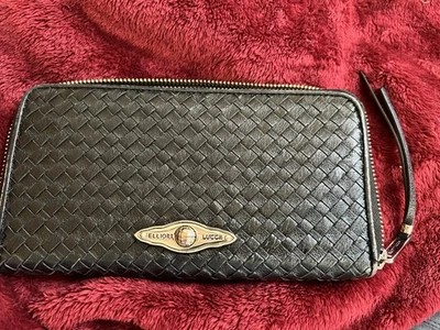 Elliot Lucca Wallet/Wristlet Woven Black Leather Zip Around - Image 1 of 4
