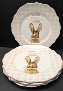 222 Fifth Cottontail Farm 10.5" Dinner Plates Set of 4 - Picture 1 of 4