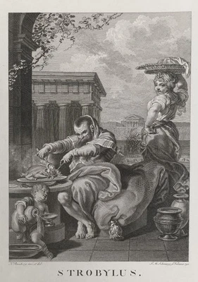 Strobylus - J.M. Schmutzer - Kupferstich - Essen Geflügel Münzen-Füllung 19.Jh. - Bild 1 von 4