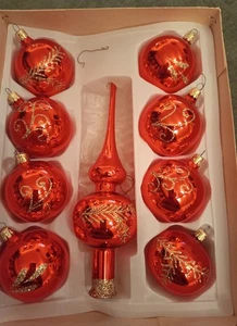 Christbaumkugeln Weihnachtskugel Christbaumschmuck Krebs Glas Lauscha? rot Gold - Bild 1 von 3