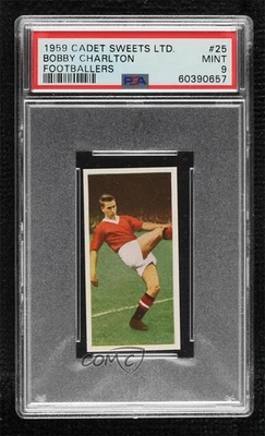 Cadet Sweets Footballers 1959 Bobby Charlton #25 PSA 9 como nuevo Foto 1 de 2