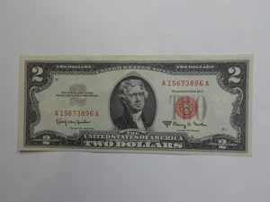 Billete de 2 dólares 1963 sello rojo Estados Unidos americano - Imagen 1 de 2