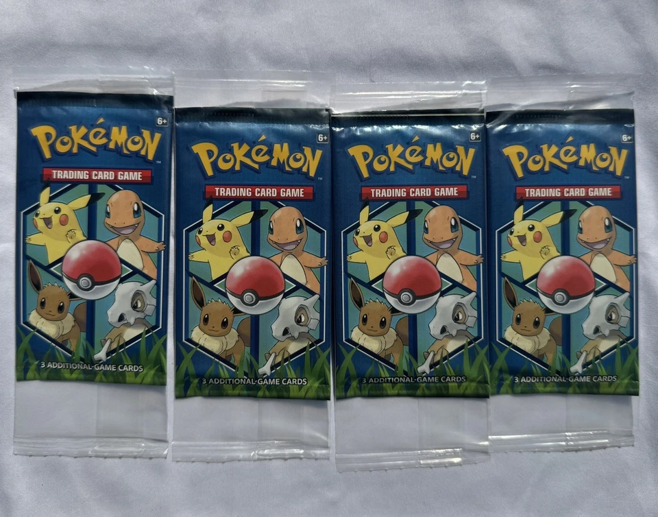 (4x) Pokemon 2019 General Mills Cereal Promo Booster Packs Lote SELLADO Kanto Foto 1 de 1
