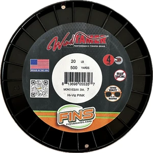 Fins Windtamer Braid Fish Line 30 LB, 500 Yards, Pink Fishing Line, USA Made - Picture 1 of 2