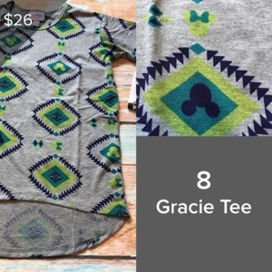 Lularoe Kids Unisex Disney Gracie Short Sleeve Hi-Low Jersey Tee Shirt 8 NWT - Picture 1 of 1