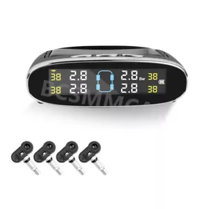 Solar TPMS LCD Wireless Car Tire Pressure Monitoring System 4 Internal Sensors - Picture 1 of 20
