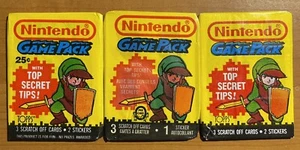 Nintendo Game Pack Trading Cards 1989 Topps Three LINK Packs all Different - Picture 1 of 2