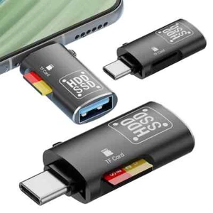 Type-C vers USB Femelle OTG USB C TF Lecteur de Carte Micro-SD Téléphone Portable Lecteur de Carte - Photo 1/8